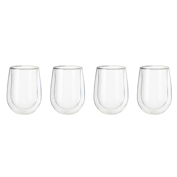 Henckels 1013595 Cafe Roma 10 Oz Double Wall Stemless White Wine Glass, 296ml, 4 Pc