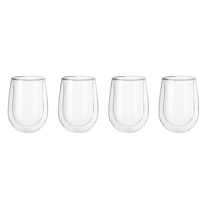 Henckels 1013595 Cafe Roma 10 Oz Double Wall Stemless White Wine Glass, 296ml, 4 Pc