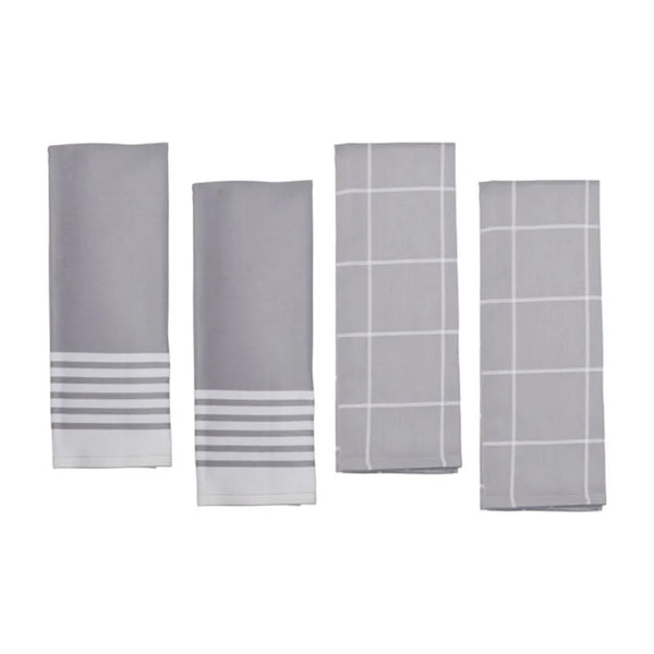 Zwilling 1013627 4-Piece Grey Kitchen Towels Set, Cotton, 21" x 28 1/2"