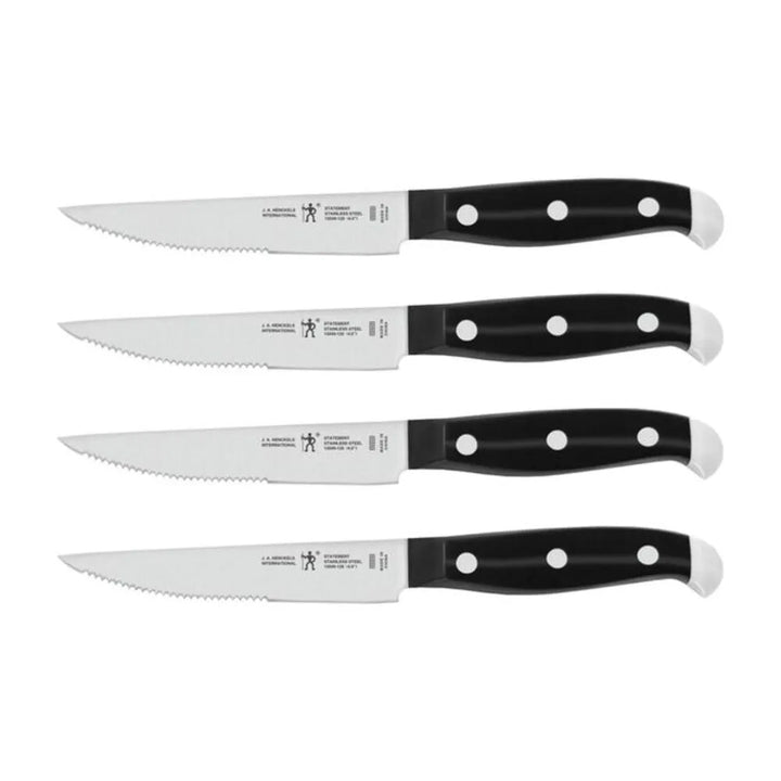 Henckels 1013659 5 1/8" Steak Knife with Black Plastic Handle, 4 Pcs