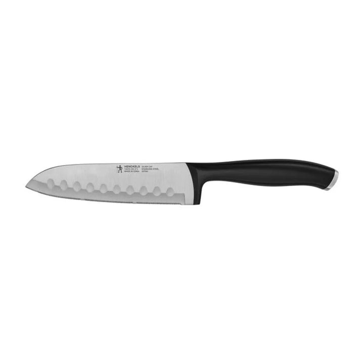 Henckels 1013691 Silvercap 7" Hollow Edge Santoku Knife with Black Plastic Handle