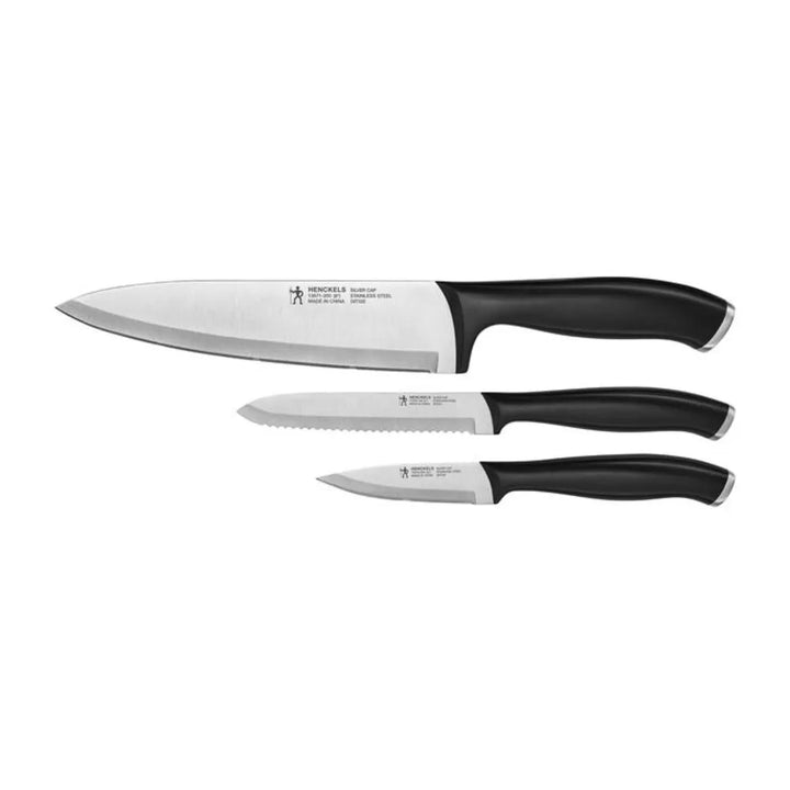 Henckels 1013699 Silvercap 3-Piece Starter Knife Set with Black Plastic Handle