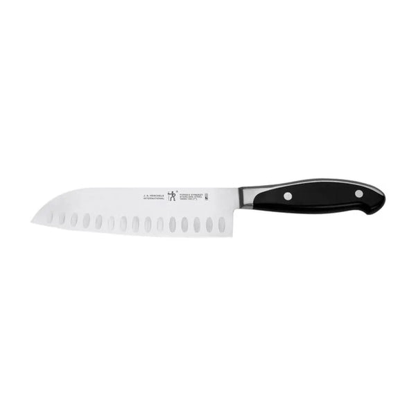 Henckels 1013837 Forged Synergy 7" Hollow Edge Santoku Knife with Black Plastic Handle