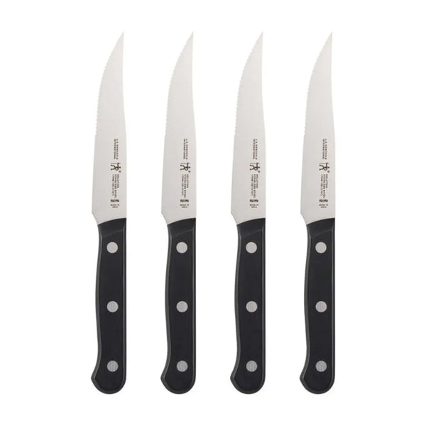 Henckels 1014163 Solution 4 1/2" Steak Knife with Black Plastic Handle, 4 Pcs