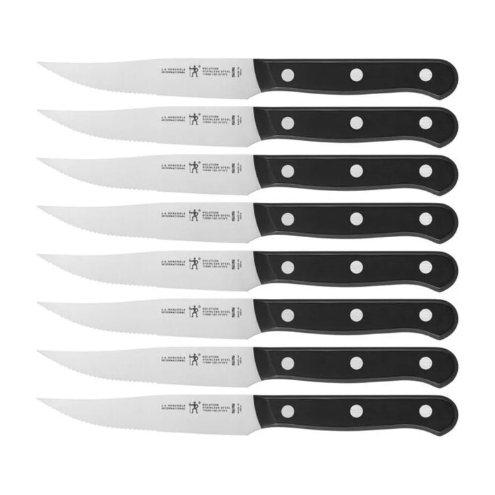 Henckels 1014164 Solution 4 1/2" Steak Knife with Black Plastic Handle, 8 Pcs