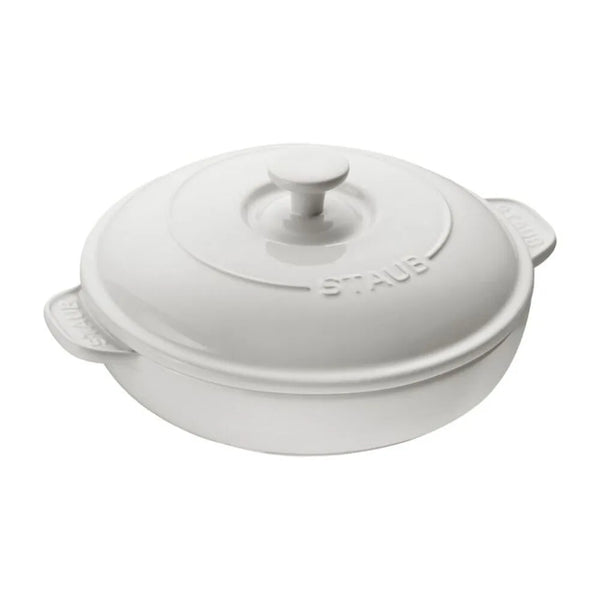 Staub 1014513 8-Inch Ceramic Round Brie Cheese Baker with Lid, White