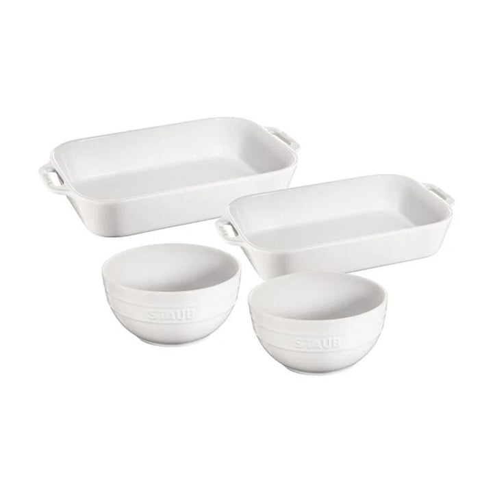 Staub 1014779 4-Piece Ceramic Mixed Baking Dish Sets, White