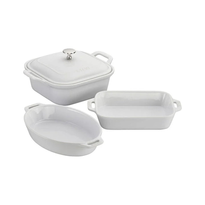 Staub 1014873 Stoneware 4-Piece Mixed Baking Dish Set, White