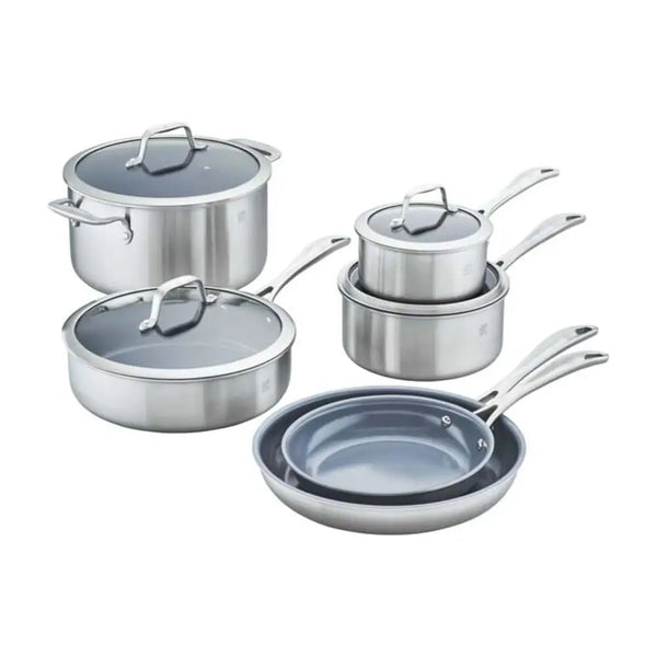 Zwilling 1016694 10 Piece Stainless Steel Ceramic Nonstick Cookware Set