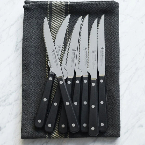 Henckels 1019434 8 Piece Serrated Steak Knife Set with Black Plastic Handle