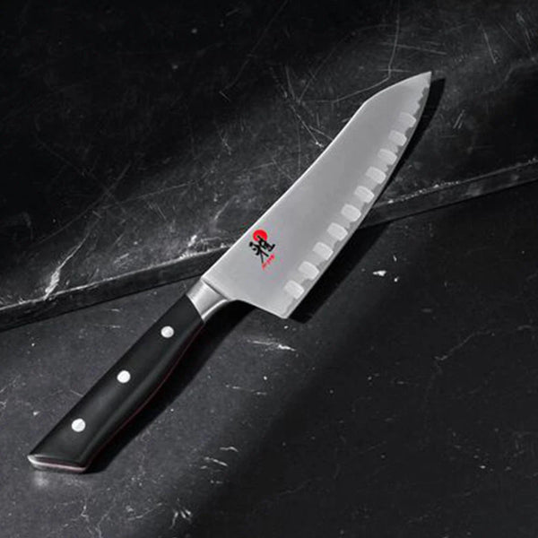 Miyabi 1019687 7" Rocking Santoku Knife with Black Plastic Handle