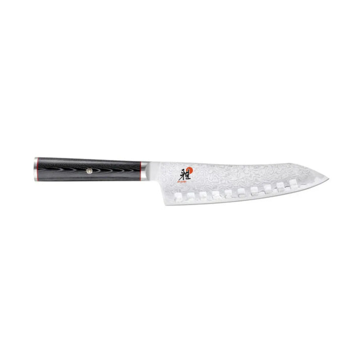 Miyabi 1019942 7" Hollow Edge Rocking Santoku Knife with Black Linen Micarta Handle