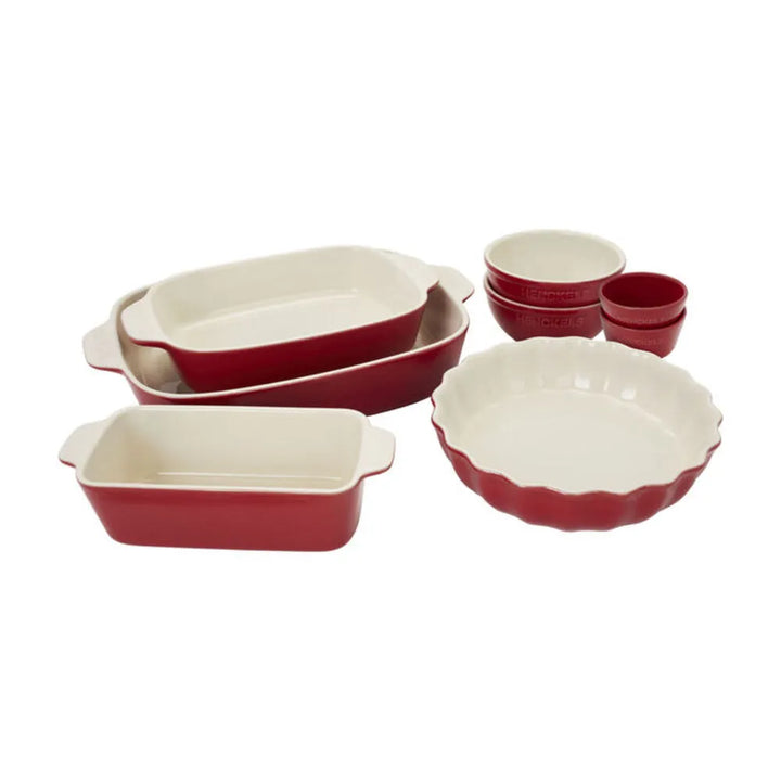 Henckels 1021971 8-Piece Mixed Bakeware & Serving Set, Cherry Red