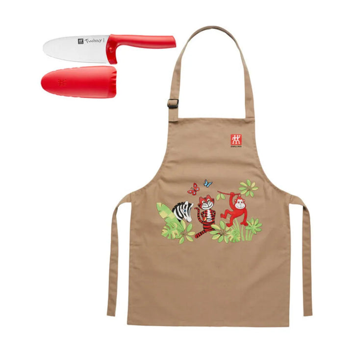 Zwilling 1022011 Chef's Knife and Kids Apron Set in Red, 2 Pcs