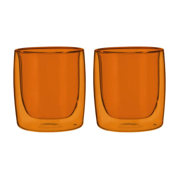 Zwilling 1022193 9 Oz Sorrento Double Wall Tumbler Glass, Amber, 266ml, 2 Pcs