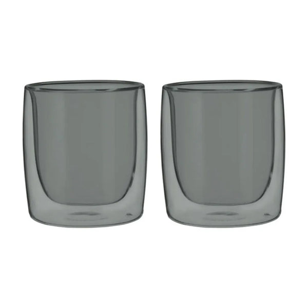 Zwilling 1022194 9 Oz Sorrento Double Wall Tumbler Glass, Smoke Grey, 266ml, 2 Pcs