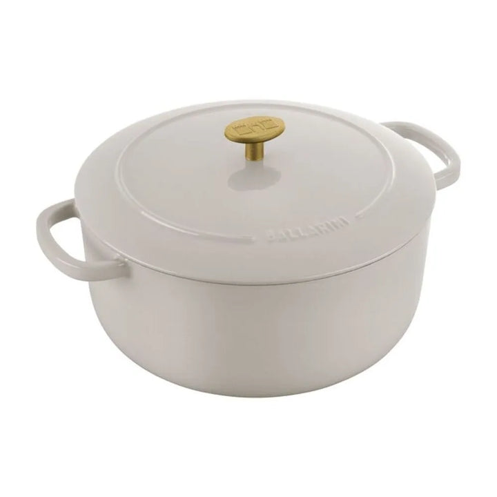 Ballarini 1023006 Bellamonte Cast Iron 6-qt Round Dutch Oven, Crema White