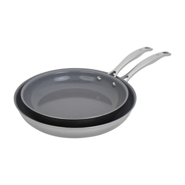 Henckels 1023640 CLAD H3 Stainless Steel Ceramic Nonstick Fry Pan Set, 2 Pcs