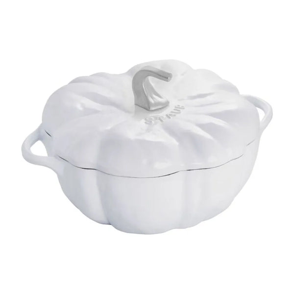 Staub 1024043 3.5-qt Cast Iron Pumpkin Cocotte with Stainless Knob, White