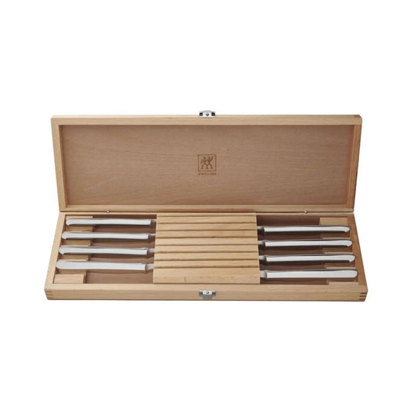 Zwilling 1024334 8 Piece Stainless Steel Serrated Steak Knife Set with Wood Presentation Case