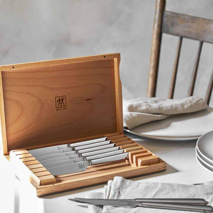 Zwilling 1024338 8 Piece Stainless Steel Steak Knife Set with Wood Presentation Case