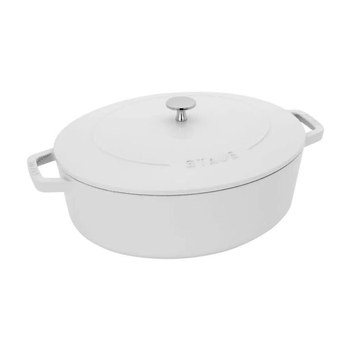 Staub 1027850 Cast Iron 6.25qt Wide Oval Dutch Oven, White