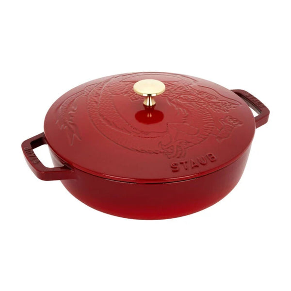 Staub 1028913 Cast Iron 2.5-qt Saute Pan With Dragon Lid, Cherry