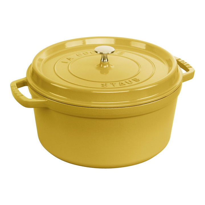 Staub 1029104 7-qt Cast Iron Round Cocotte, Citron