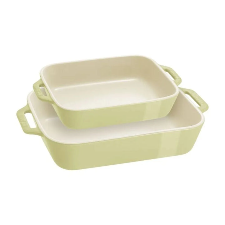 Staub 1029454 Stoneware 2-Piece Rectangular Baking Dish Set, Macaron Pastel Green