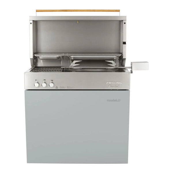 Zwilling 1029485 Flammkraft Model D Freestanding Gas Grill with Rotisserie, Light Grey, 39.97 x 20.87 x 45.28, 16000 BTU