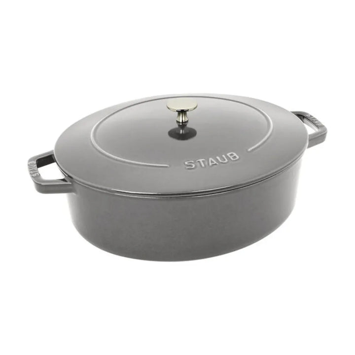 Staub 1029914 Cast Iron 6.25qt Wide Oval Dutch Oven, Graphite