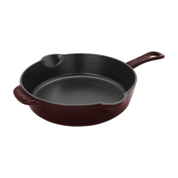 Staub 1029930 Cast Iron 8.5" Traditional Deep Skillet, Grenadine