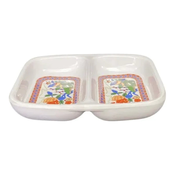 Thunder Group 1102TP Peacock 2 oz Melamine Twin Sauce Dish, Pack of 12