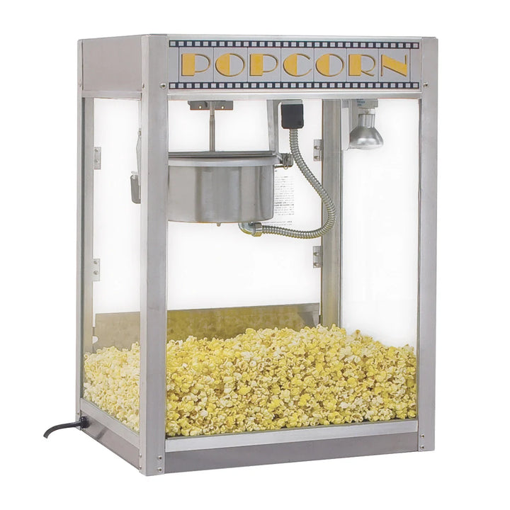 Winco 11087 Benchmark Silver Screen Popcorn Machine with 8 oz Kettle, 120v