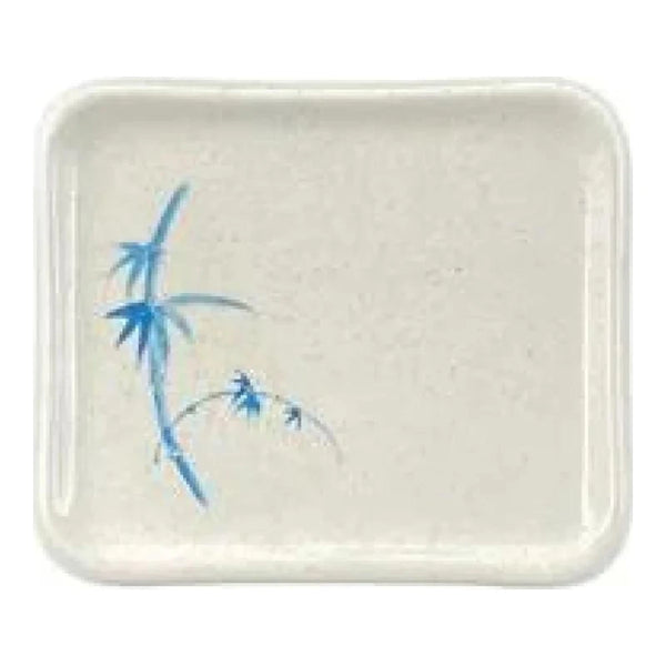 Thunder Group 1201BB Blue Bamboo 4-3/4" x 4-1/4" Rectangular Melamine Plate, Pack of 12