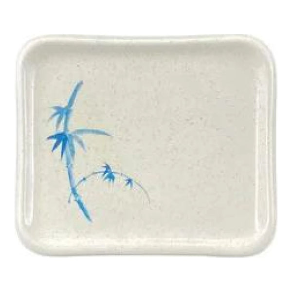 Thunder Group 1202BB Blue Bamboo 5-1/2" x 4-3/4" Rectangular Melamine Plate, Pack of 12