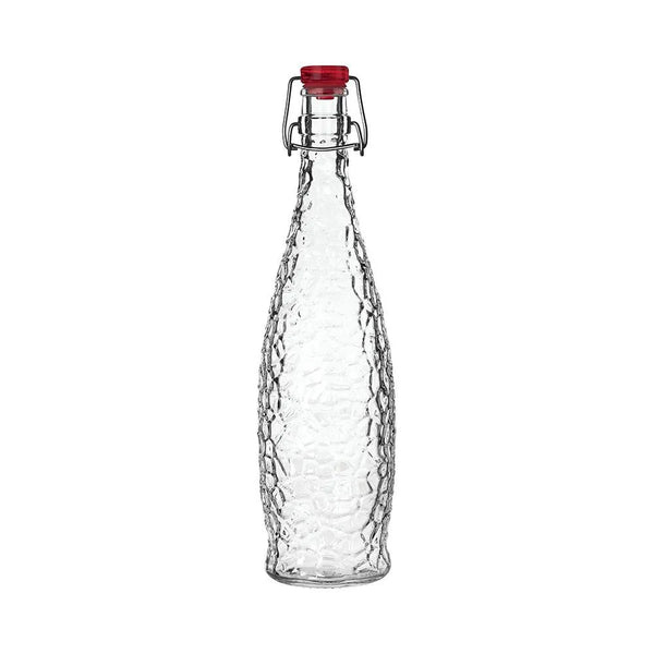 Libbey 13150121 34 oz. Glacier Oil / Vinegar / Water Bottle with Red Wire Bail Lid - Case of 6 Pcs