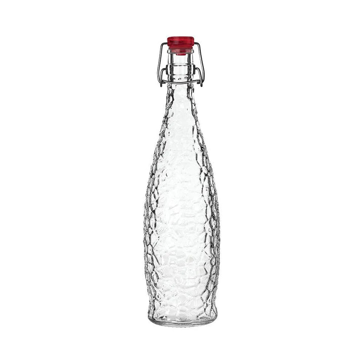 Libbey 13150121 34 oz. Glacier Oil / Vinegar / Water Bottle with Red Wire Bail Lid - Case of 6 Pcs