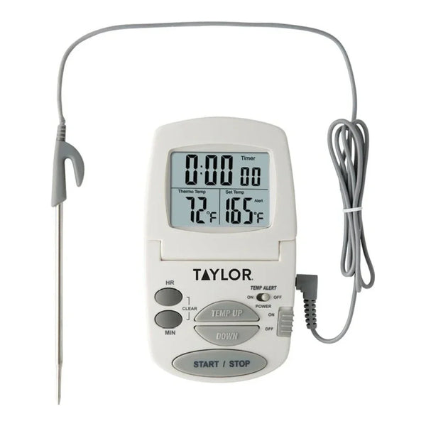 Taylor 1470FS Digital Cooking Thermometer and Timer with 4" Cord, 32 - 392 F