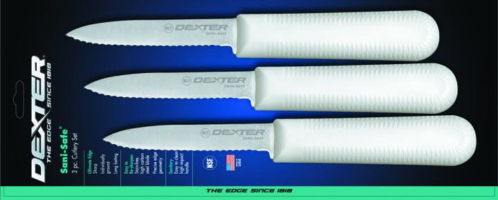 Dexter Russell 15453 Sani-Safe 3 1/4" 3-Pack of Scalloped Paring Knives S104SC-3PCP - The Horecastore