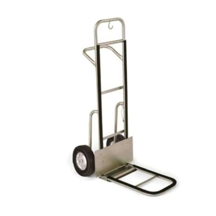 Forbes Industries 1560-B 24" Standard Handtruck, Brushed Stainless Steel, Black Vinyl Bumper on Back and Black 10” Zero-pressure wheels - The Horecastore