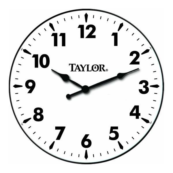 Taylor 166 12" Patio Silver Metal Clock with Silk Screen Graphics