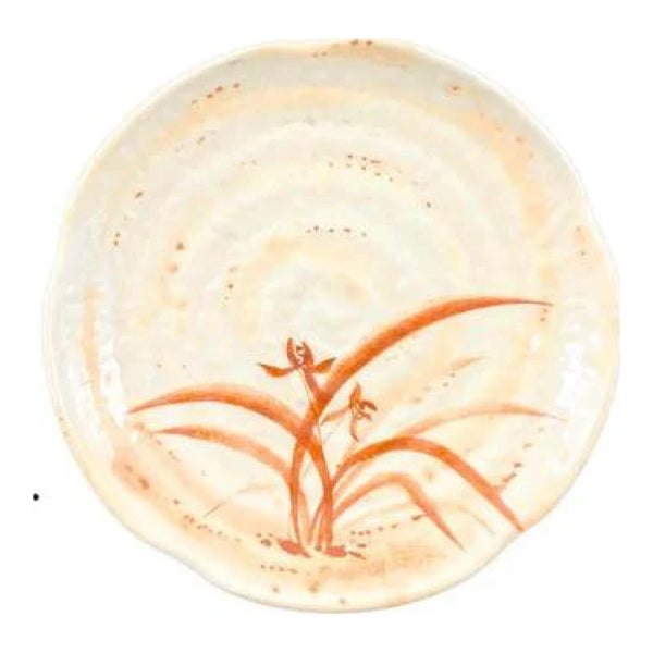 Thunder Group 1808 Gold Orchid 8 1/4" Melamine Lotus Shaped Plate, Pack of 12