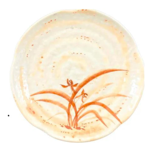 Thunder Group 1812 Gold Orchid 12" Melamine Lotus Shaped Plate, Pack of 12