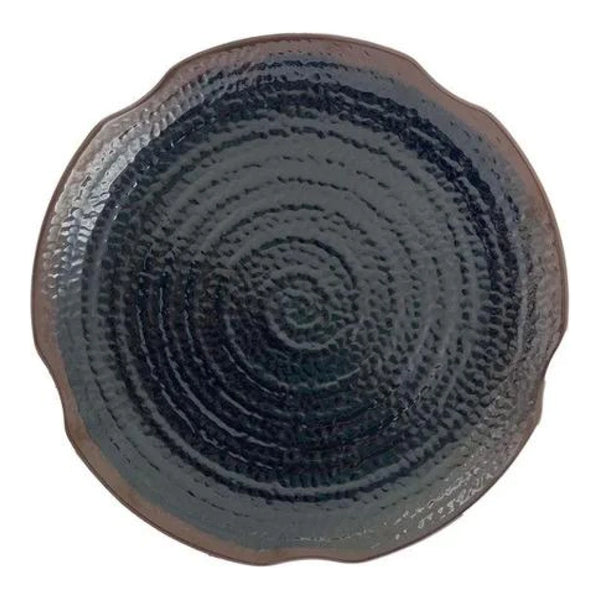 Thunder Group 1812TM Tenmoku 12" Melamine Lotus Shape Plate, Pack of 12