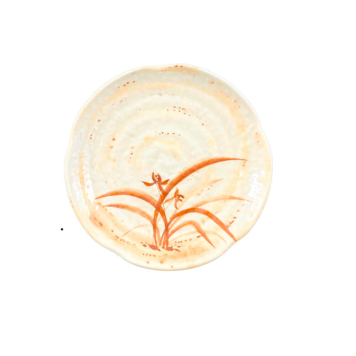 Thunder Group 1814 Gold Orchid 14" Melamine Lotus Shaped Plate, Pack of 12