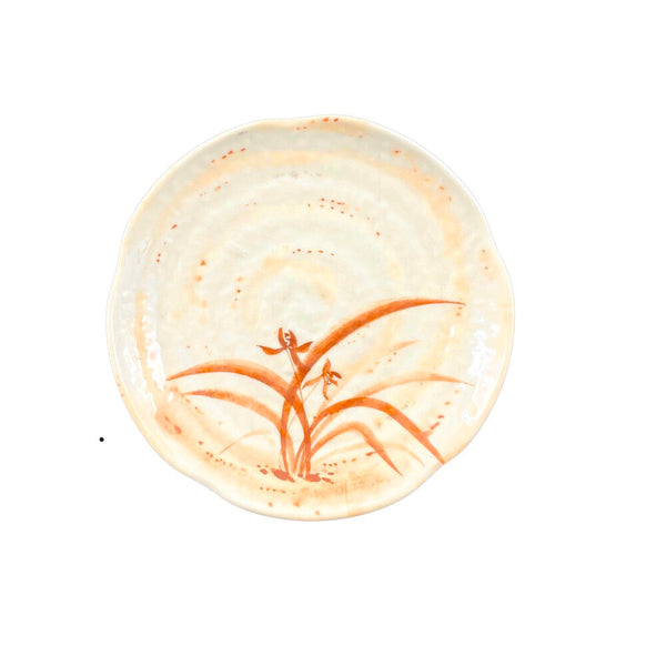 Thunder Group 1816 Gold Orchid 16" Melamine Lotus Shaped Plate, Pack of 12