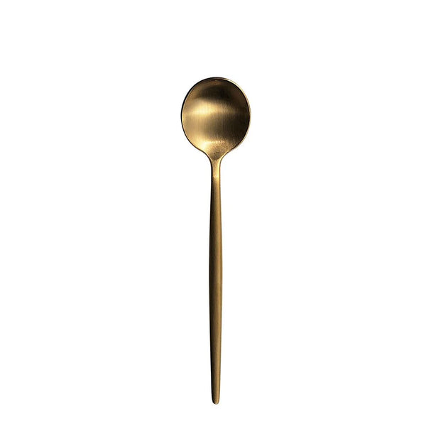 Furtino England Oscar Dessert Spoon Matt Gold 18/10 Stainless Steel Dessert Spoon 8mm, Pack Of 12