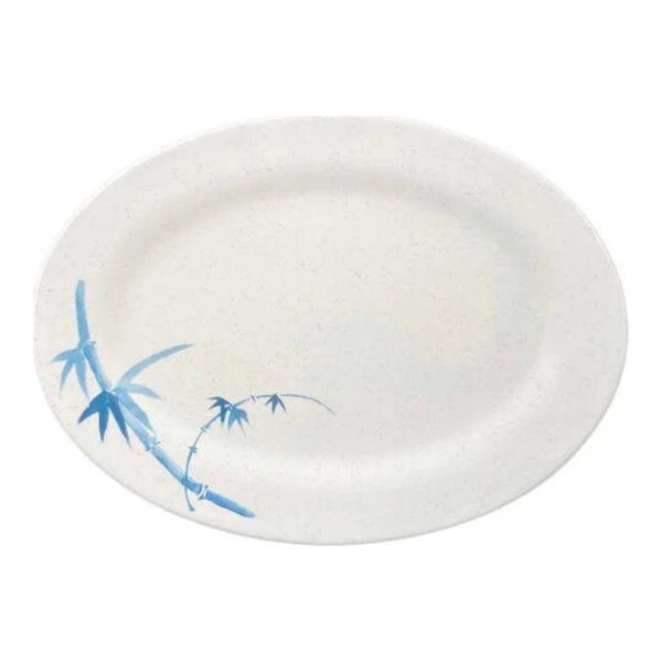 Thunder Group 2010BB Blue Bamboo 9-7/8" x 7-1/4" Melamine Platter, Pack of 12