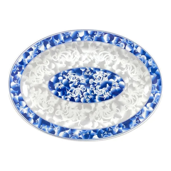 Thunder Group 2012DL Blue Dragon 12" x 8-5/8" Melamine Platter, Pack of 12